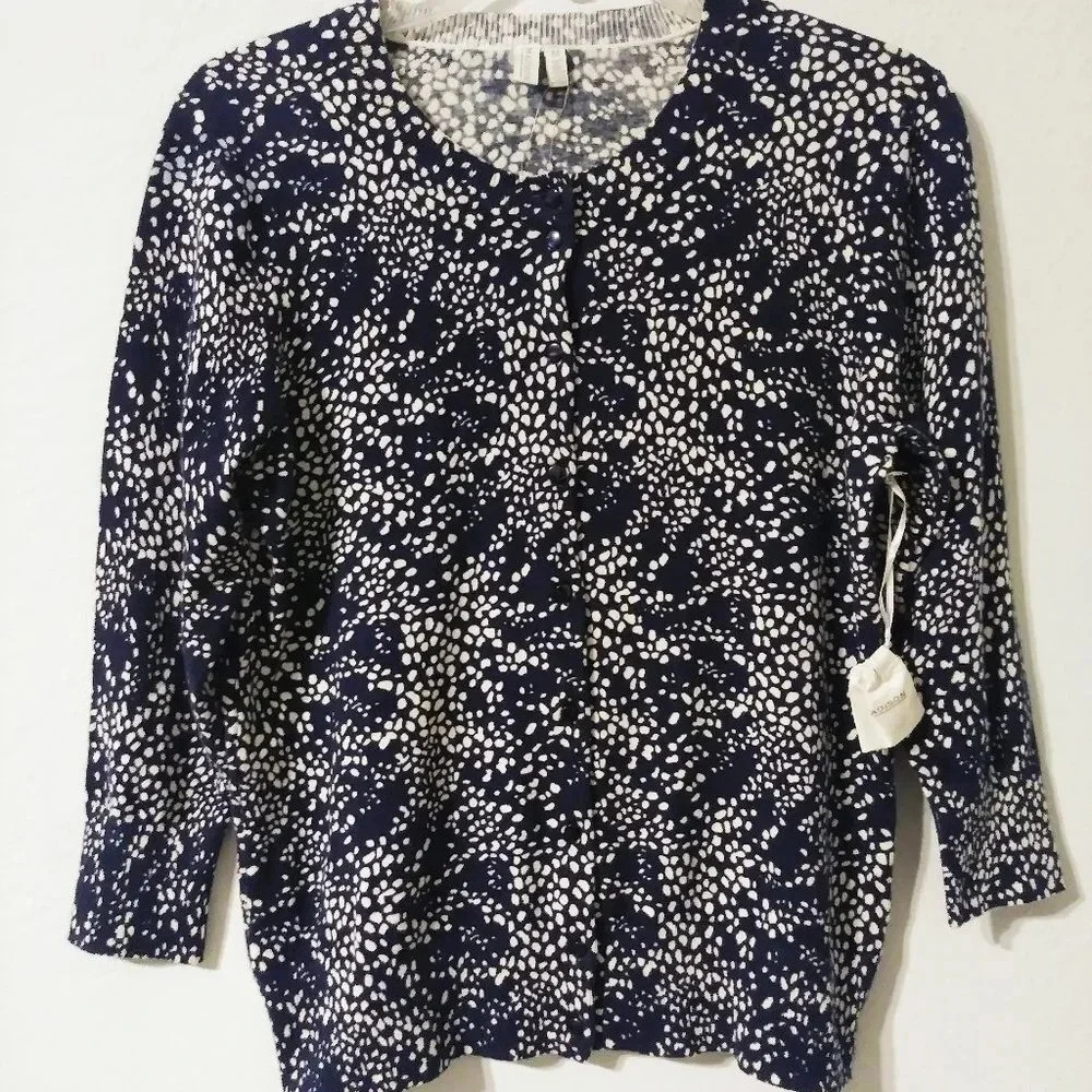 Madison Cardigan Dark Blue &‎ White